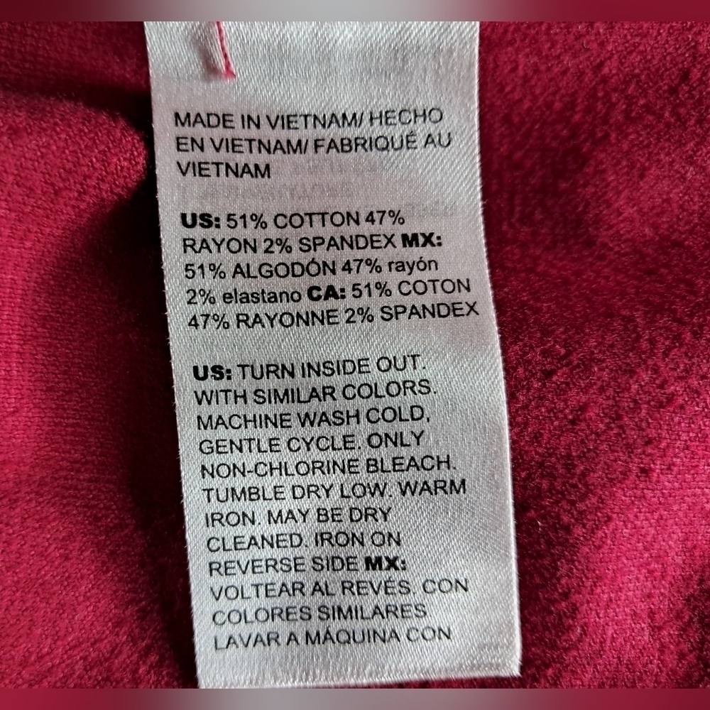 Chico's Elongated Velveteen Jacket Red Velvet Long Trucker Shacket Coat Size 2P - Picture 11 of 16